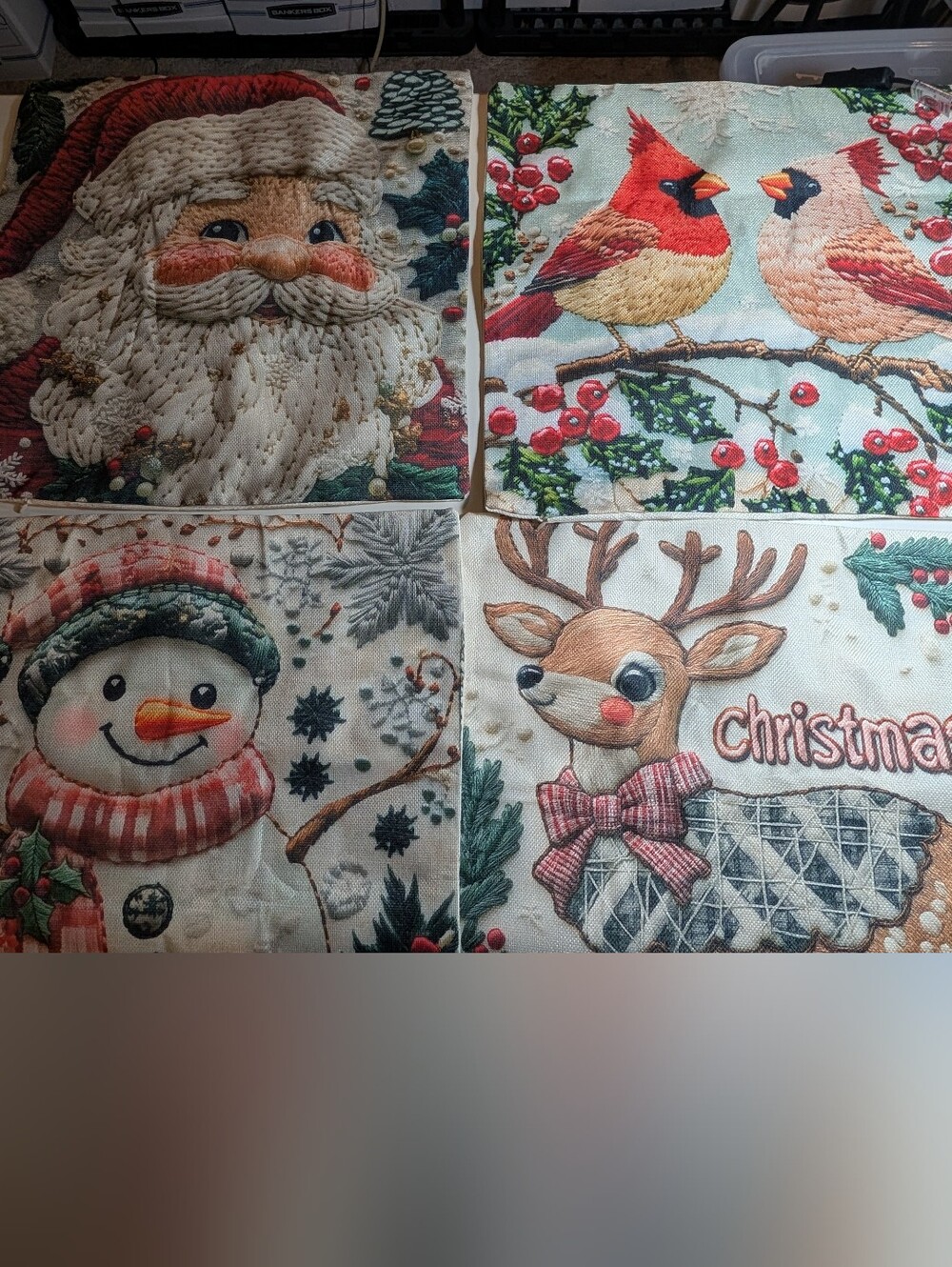 Holiday Decorative Pillow Cover Set - Red, Cream, Green Christmas Designs